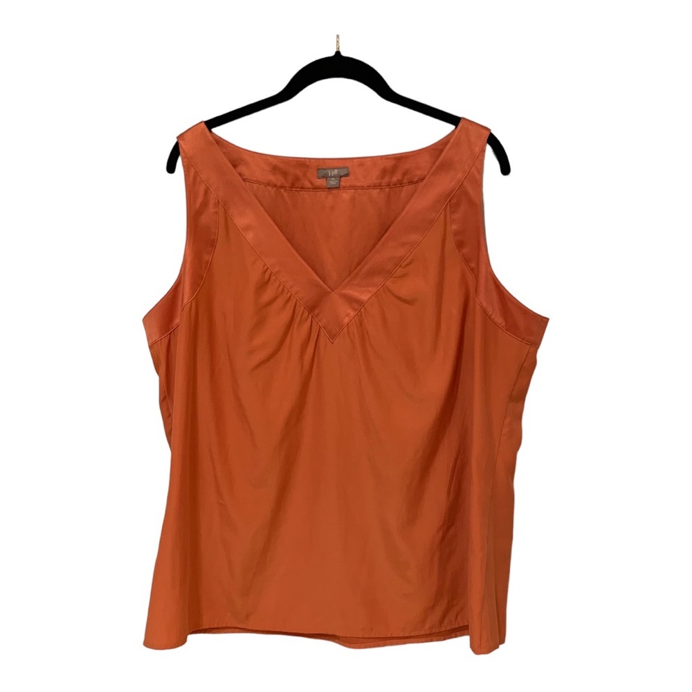 J. Jill Orange Silk Sleeveless V-Neck Top Tank Sz XL